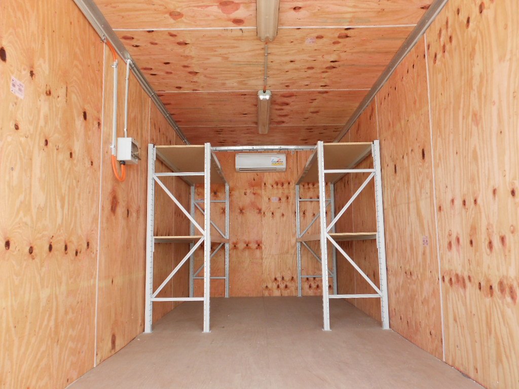 internal space with shelving