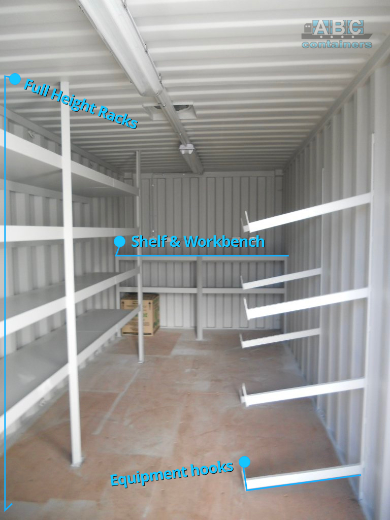 Shipping Container with equipment racks