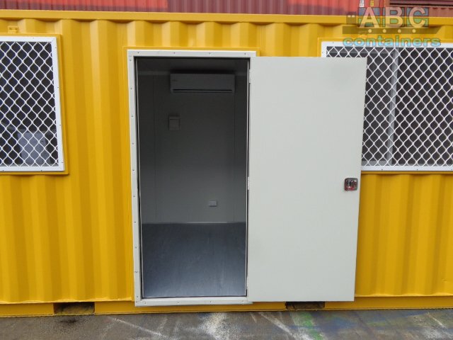 shipping container with personnel door