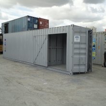 40ft Workshop Container - Grey, Side door open